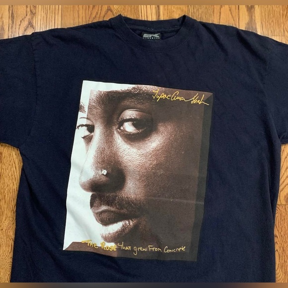Vintage Cybertek Tupac Navy Graphic T Shirt (Size L) - Picture 2 of 5